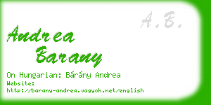 andrea barany business card